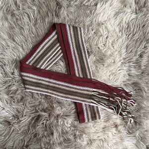 Striped Knit Scarf in Red and Brown